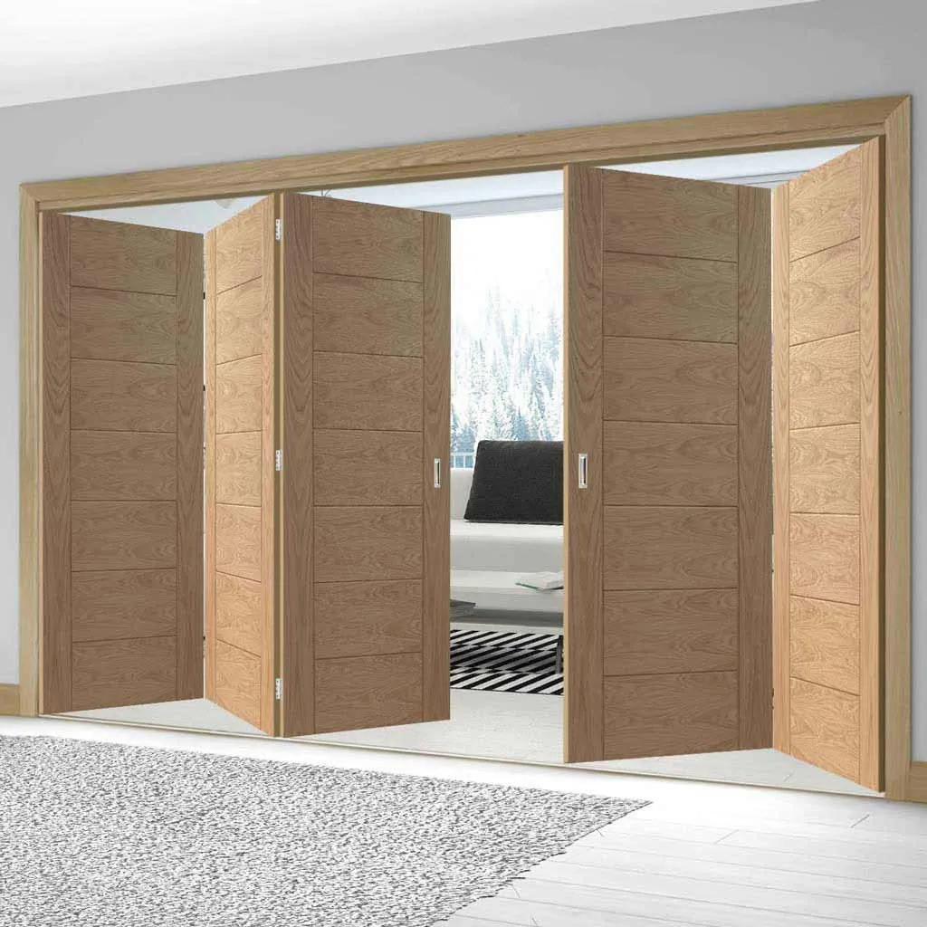 Bespoke Thrufold Palermo Flush Oak Folding 3 2 Door - Panel Effect