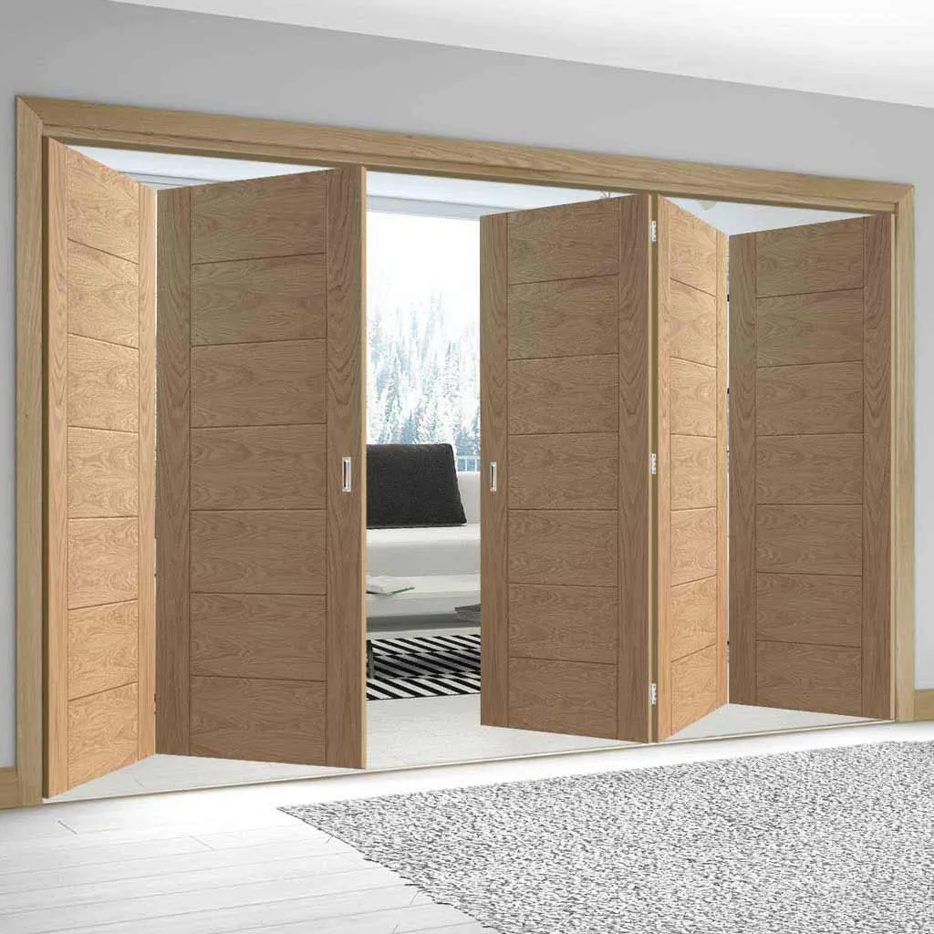 Bespoke Thrufold Palermo Flush Oak Folding 3 2 Door - Panel Effect