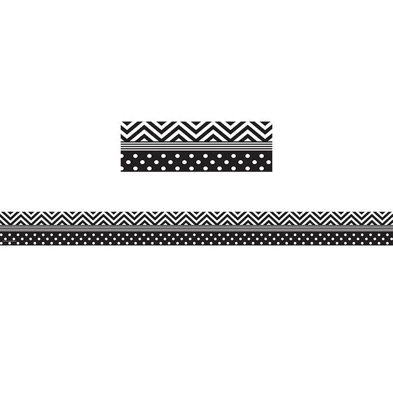 BLACK & WHITE CHEVRON AND DOTS TRIM