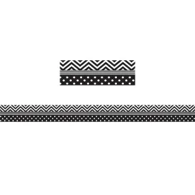 BLACK & WHITE CHEVRON AND DOTS TRIM