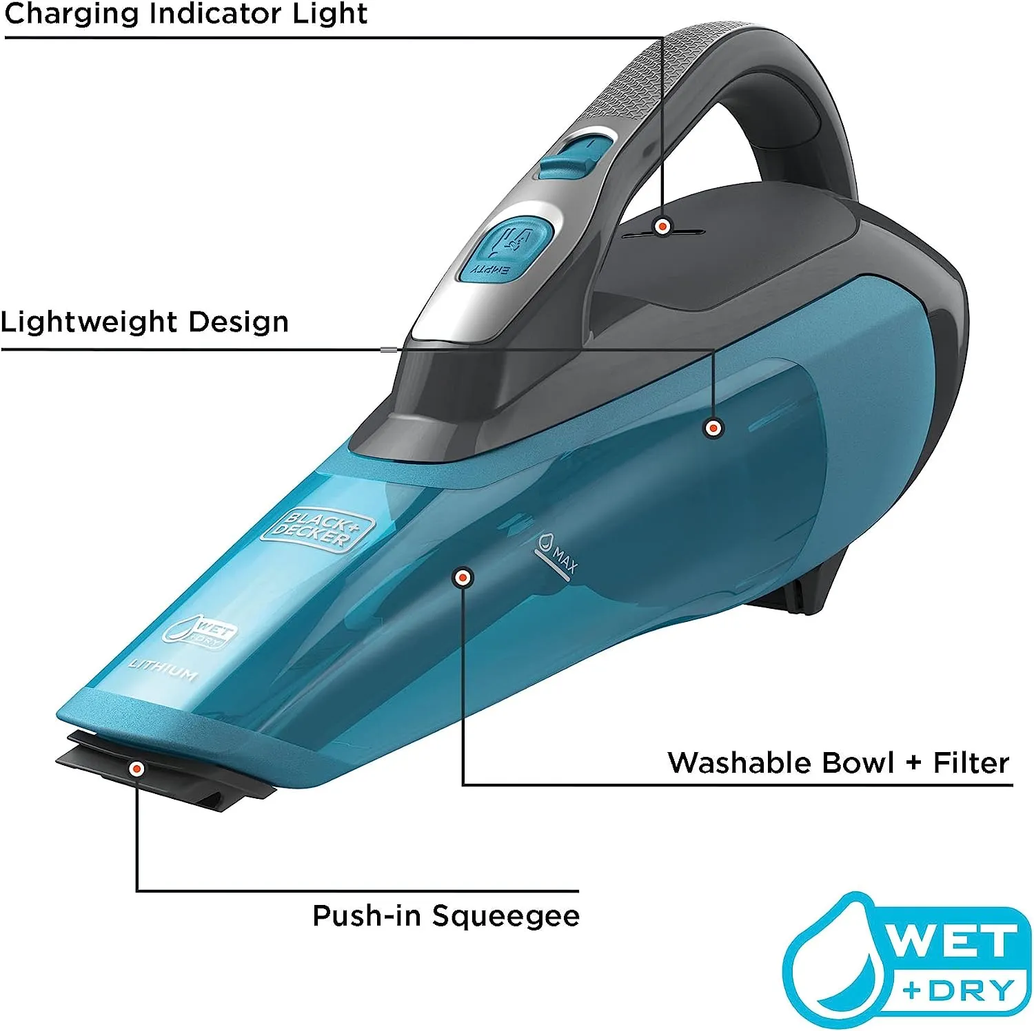 Black and Decker Dustbuster AdvancedClean Cordless Wet/Dry Handheld Vacuum