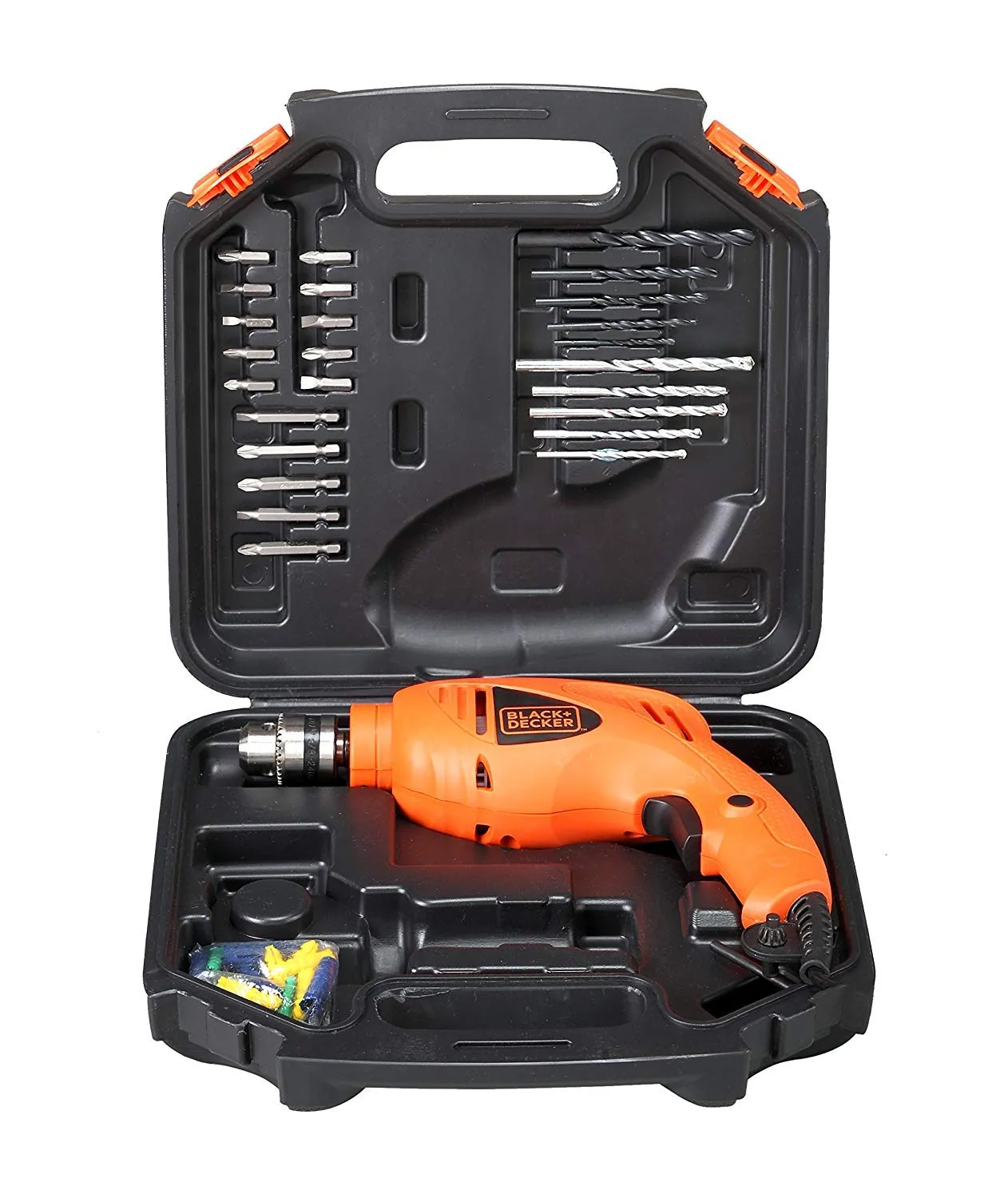 Black Decker 10mm 550W Rotary Hammer Drill Machine with 50 Accessories Kitbox