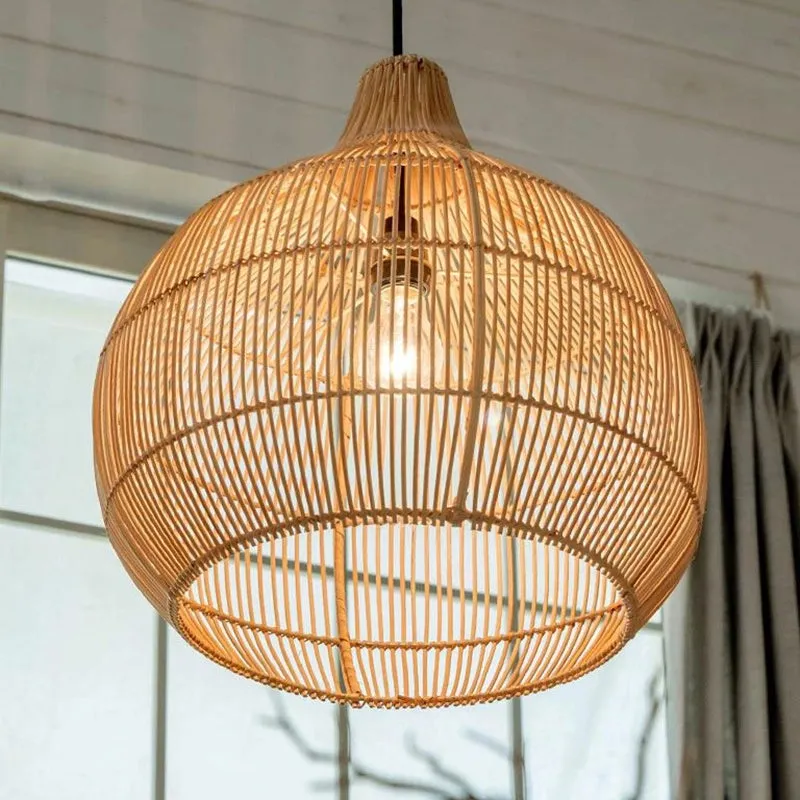 Boho Wicker Pendant Lighting Rattan Lampshade