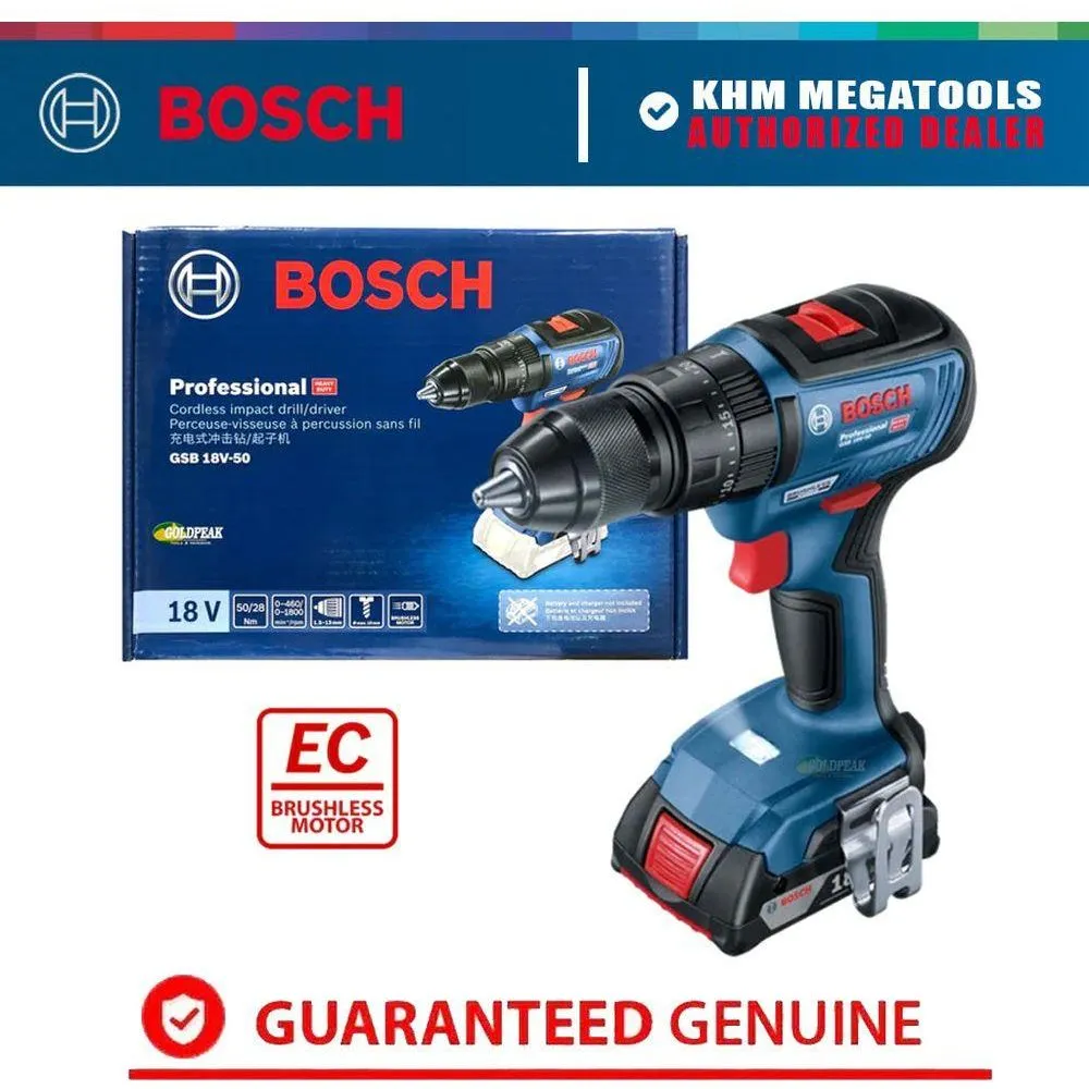 Bosch GSB 18V-50 Cordless Brushless Impact Drill - Driver 1/2" (13mm) 18V (Bare)