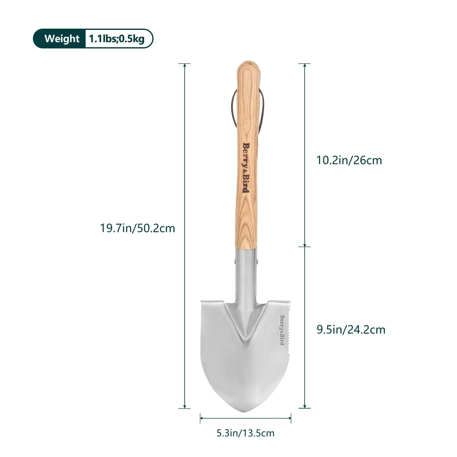 Camping Shovel 19.8 inch Multipurpose Stainless Steel Gardening Digging Spade