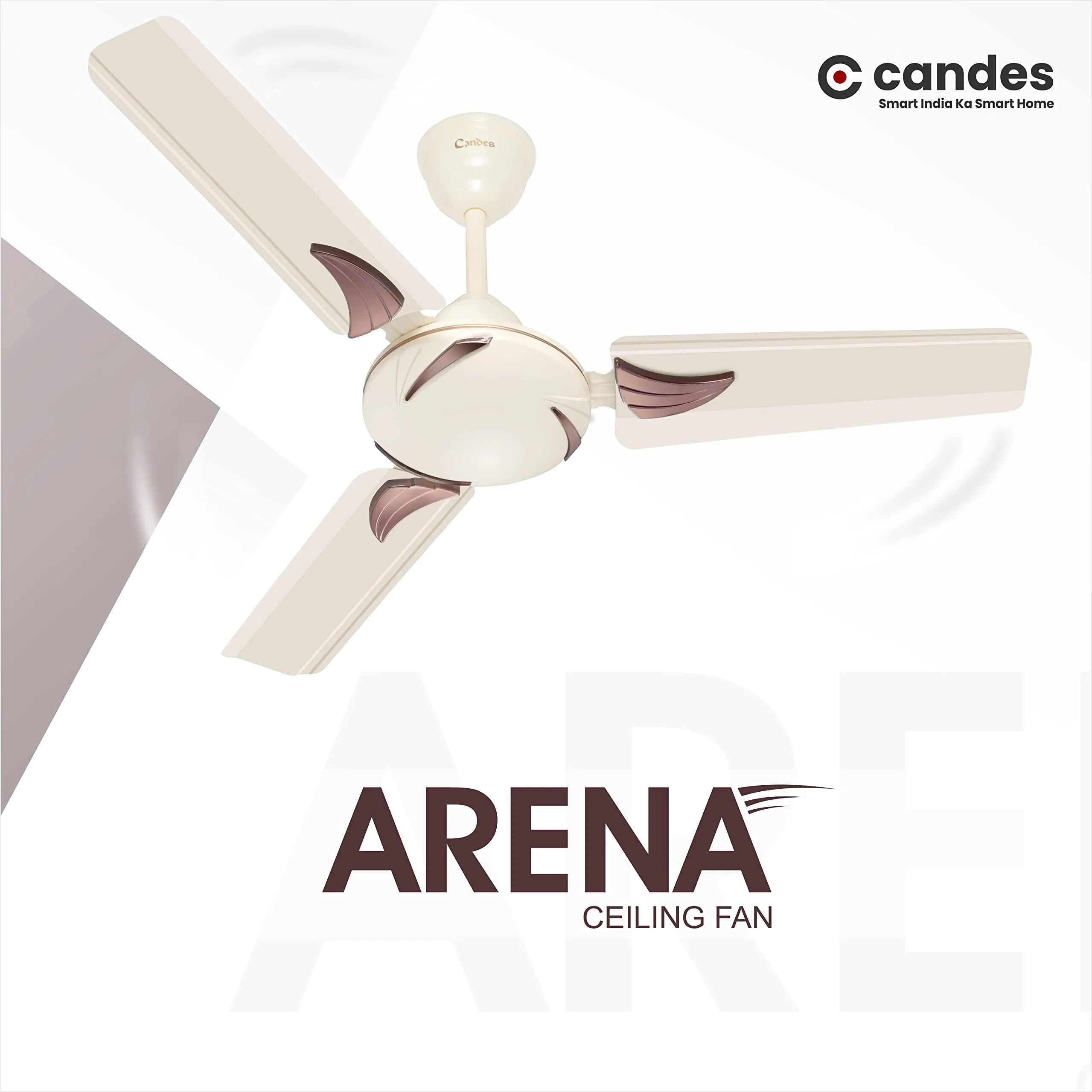 Candes Arena 900Mm, 36 Inch High Speed Anti-Dust Decorative 3 stars Rated Ceiling Fan 405 Rpm With 2 Yrs Warranty (Pack Of 2,Ivory)