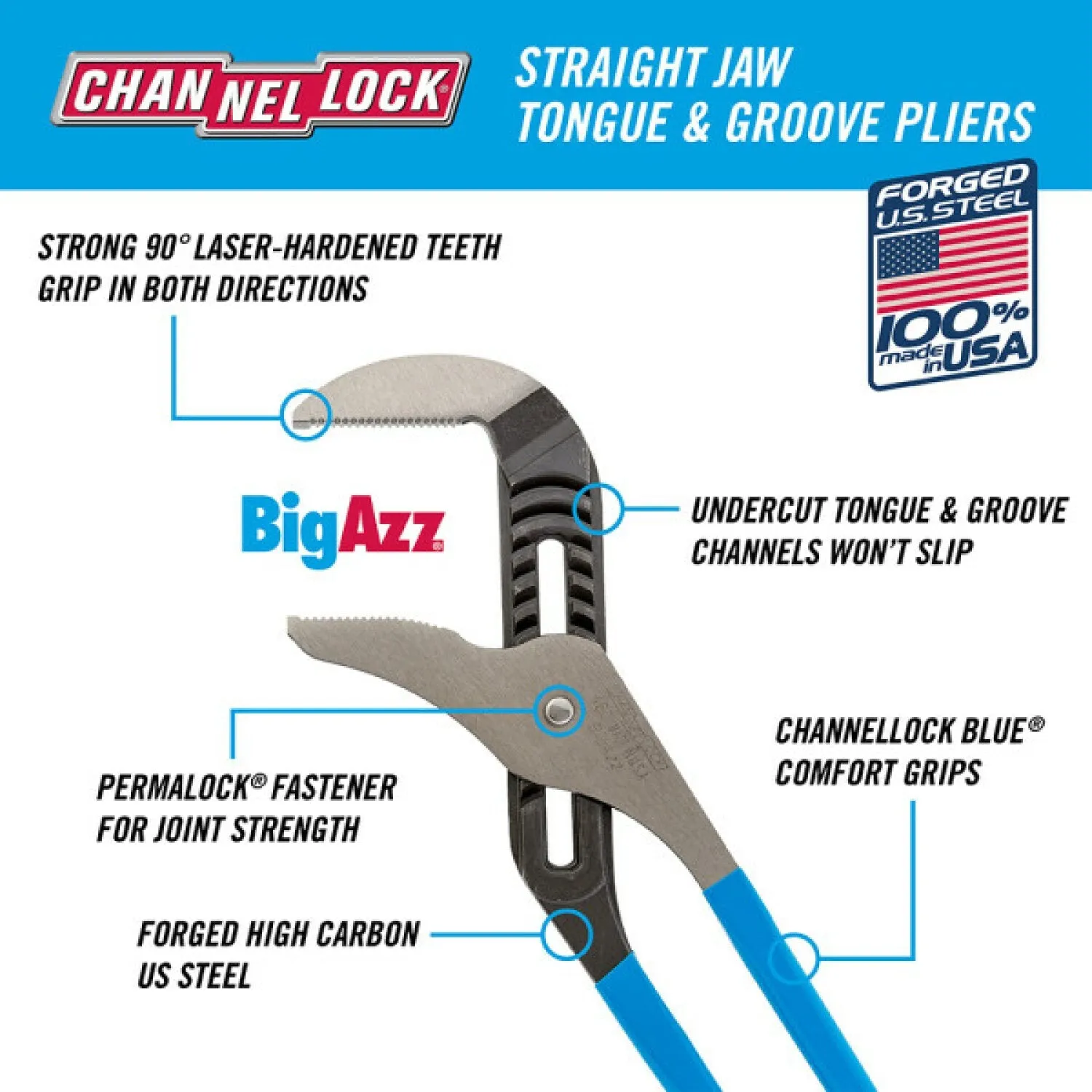 Channellock 480 20 Inch Straight Jaw Tongue & Groove Pliers