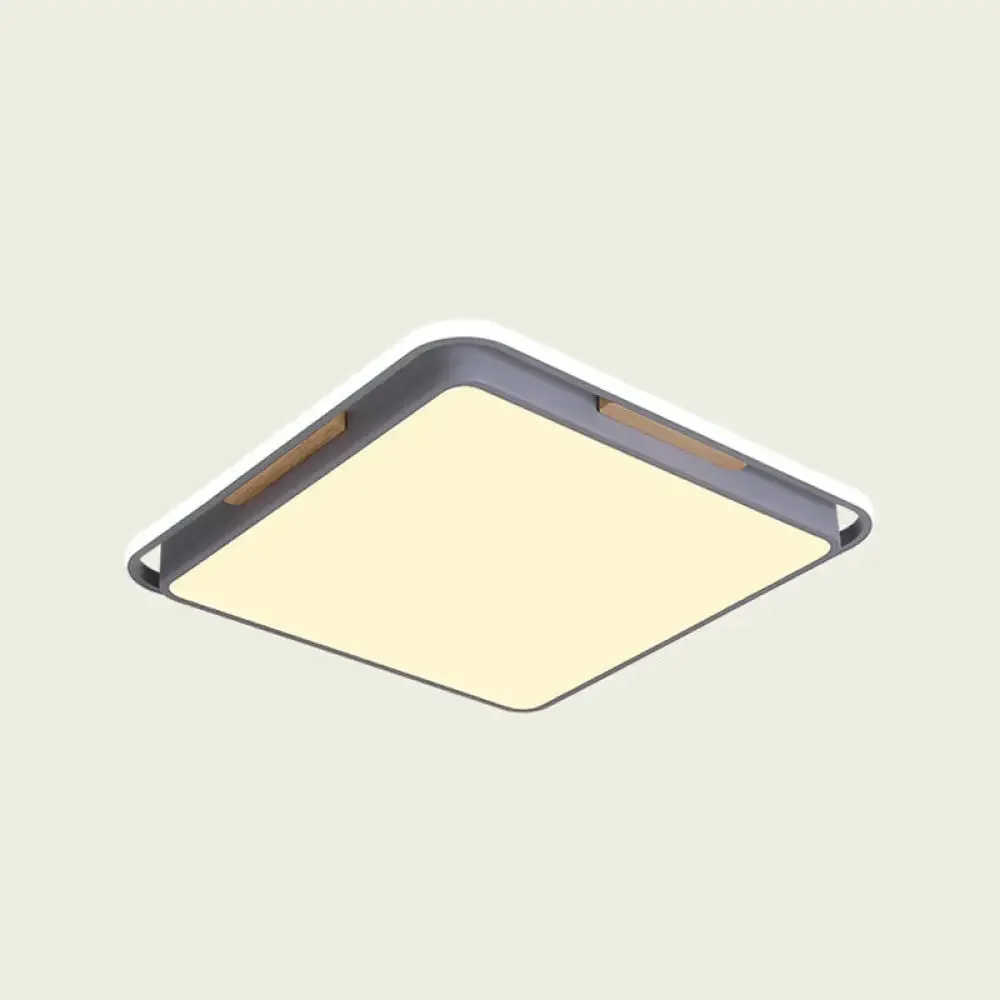 Contemporary Metal Flush Lighting in Grey/White with LED Close to Ceiling Lamp – White/Warm Light, 14"/18"/22" W