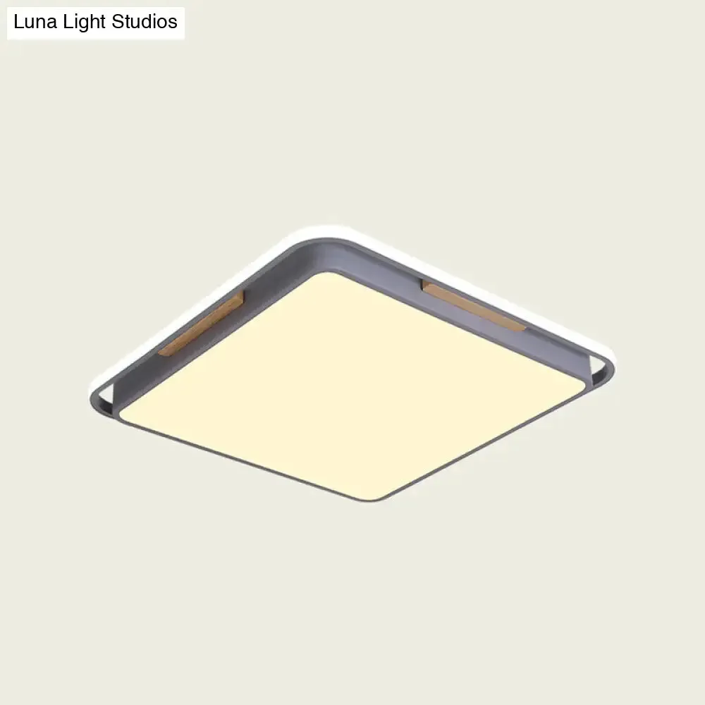 Contemporary Metal Flush Lighting in Grey/White with LED Close to Ceiling Lamp – White/Warm Light, 14"/18"/22" W