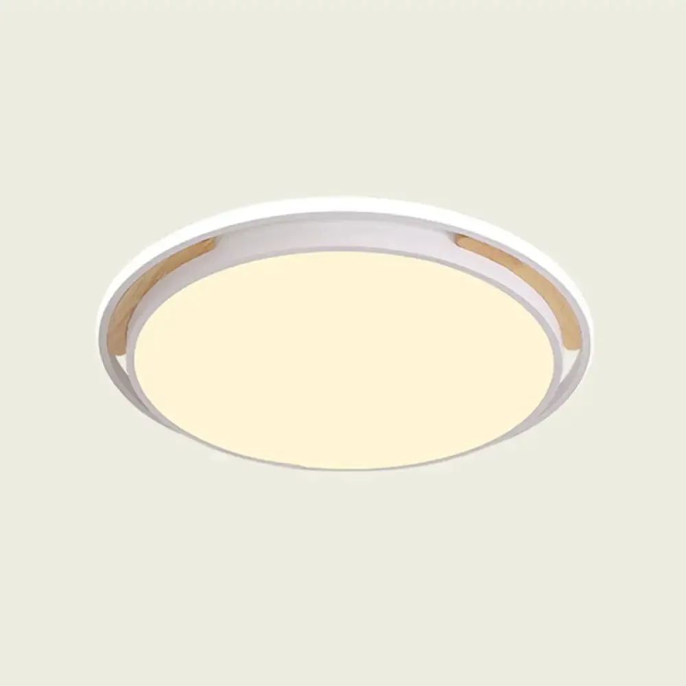 Contemporary Metal Flush Lighting in Grey/White with LED Close to Ceiling Lamp – White/Warm Light, 14"/18"/22" W