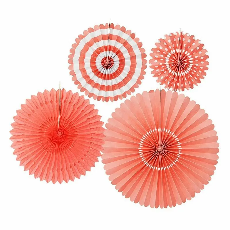 Coral Party Fans (4 pack)