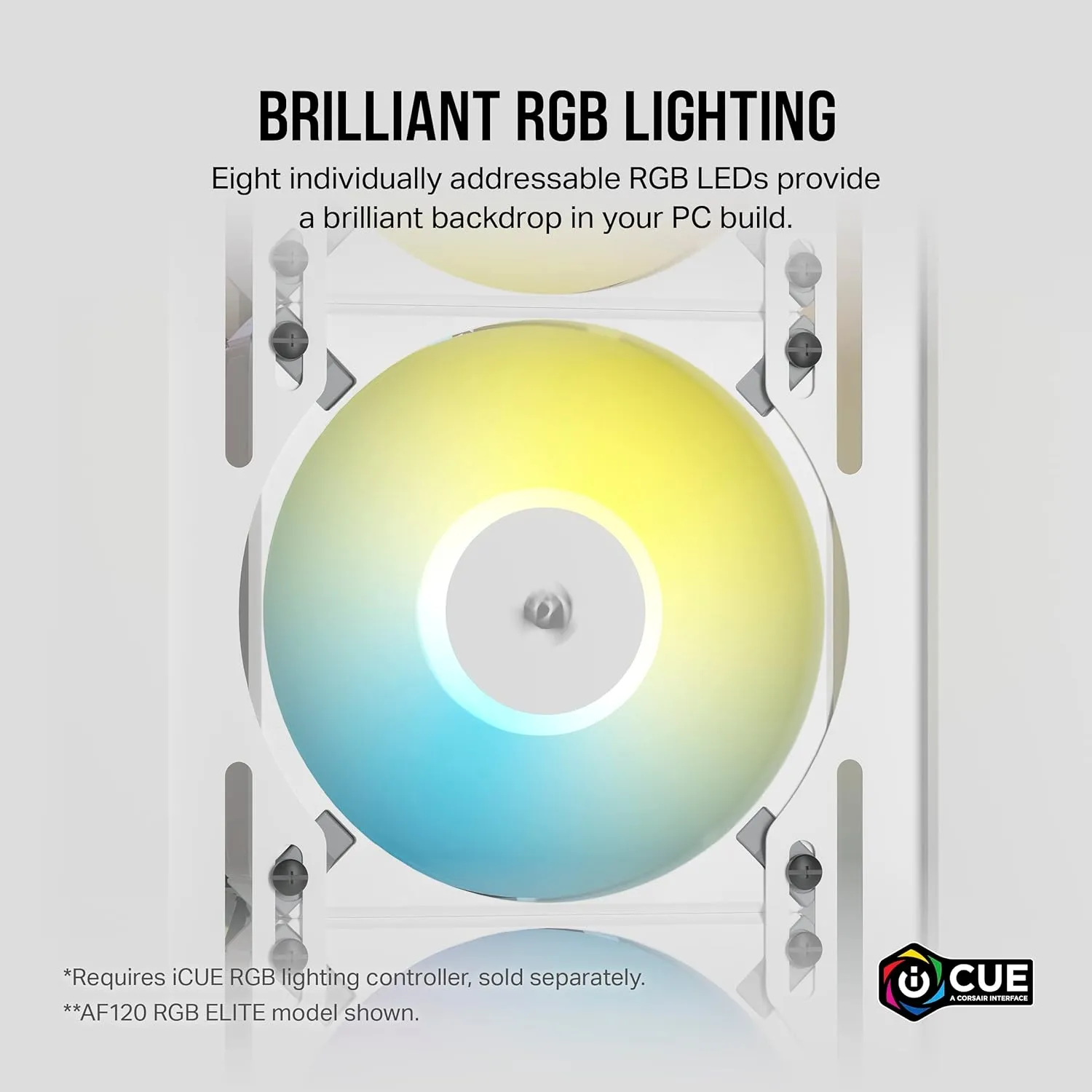 Corsair iCUE AF120 RGB SLIM 120mm PWM Fluid Dynamic Bearing Dual Fan Kit - White 白色 (Twin Pack 兩件裝) CO-9050165-WW