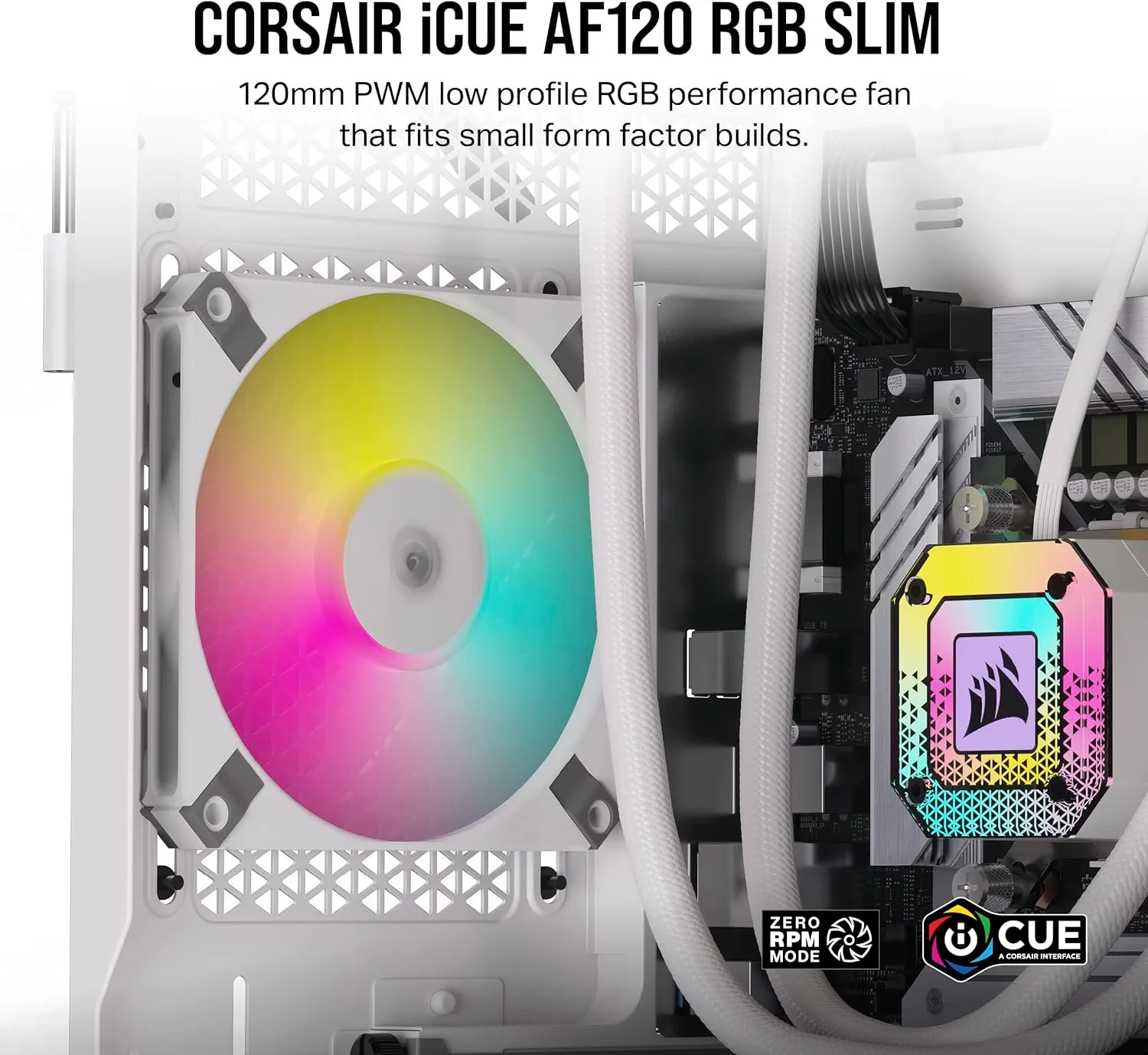 Corsair iCUE AF120 RGB SLIM 120mm PWM Fluid Dynamic Bearing Dual Fan Kit - White 白色 (Twin Pack 兩件裝) CO-9050165-WW