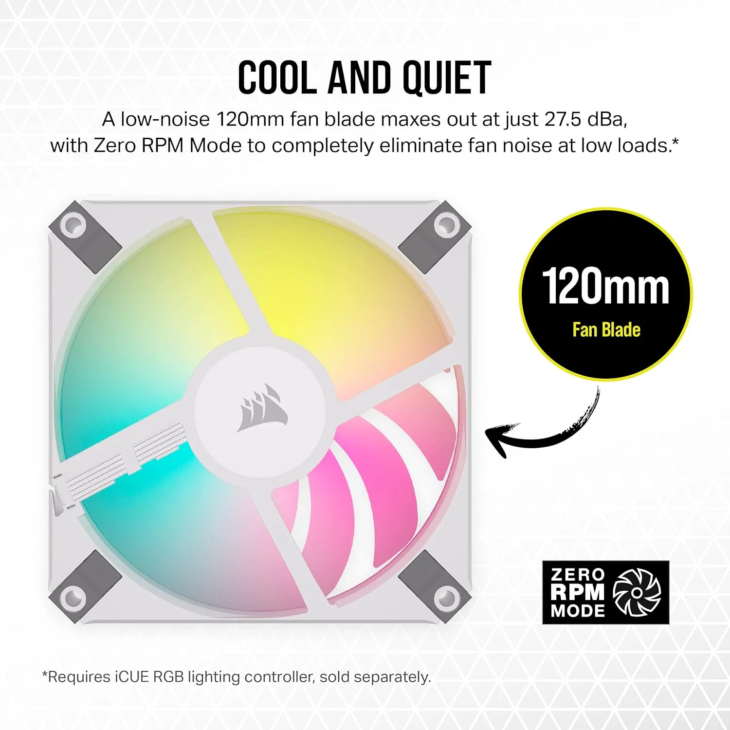 Corsair iCUE AF120 RGB SLIM 120mm PWM Fluid Dynamic Bearing Dual Fan Kit - White 白色 (Twin Pack 兩件裝) CO-9050165-WW