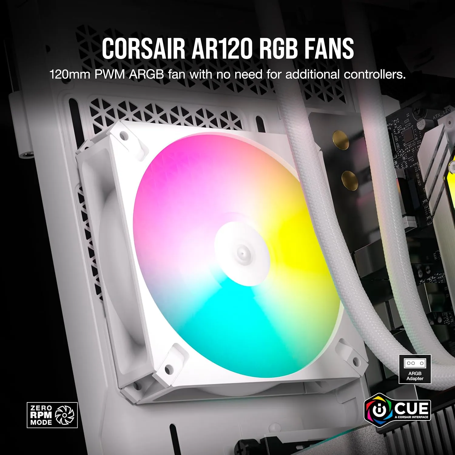 Corsair iCUE AR120 Digital RGB 120mm PWM Fan 風扇 - White 白色 (Triple Pack 三件裝) CO-9050169-WW