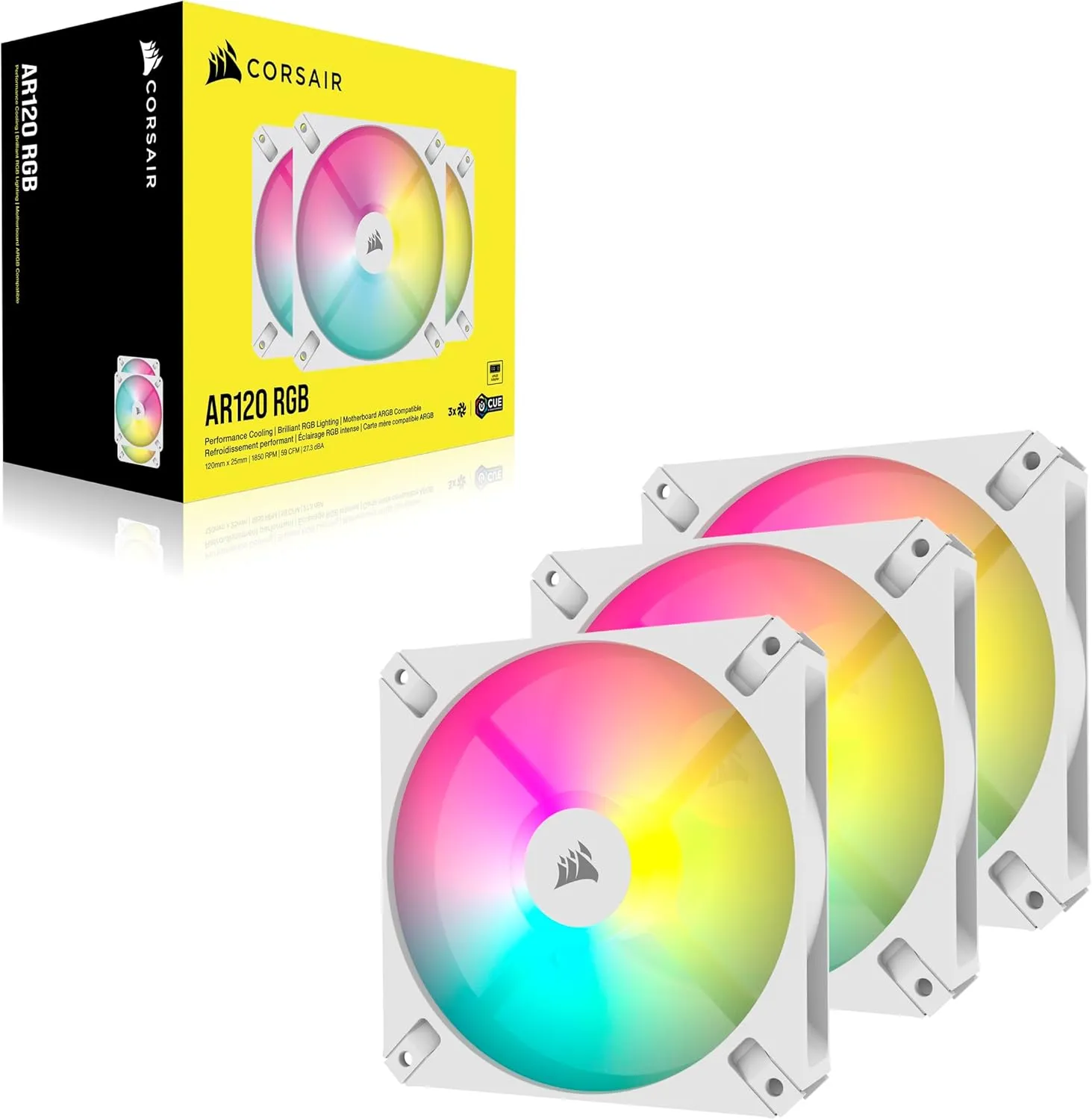 Corsair iCUE AR120 Digital RGB 120mm PWM Fan 風扇 - White 白色 (Triple Pack 三件裝) CO-9050169-WW