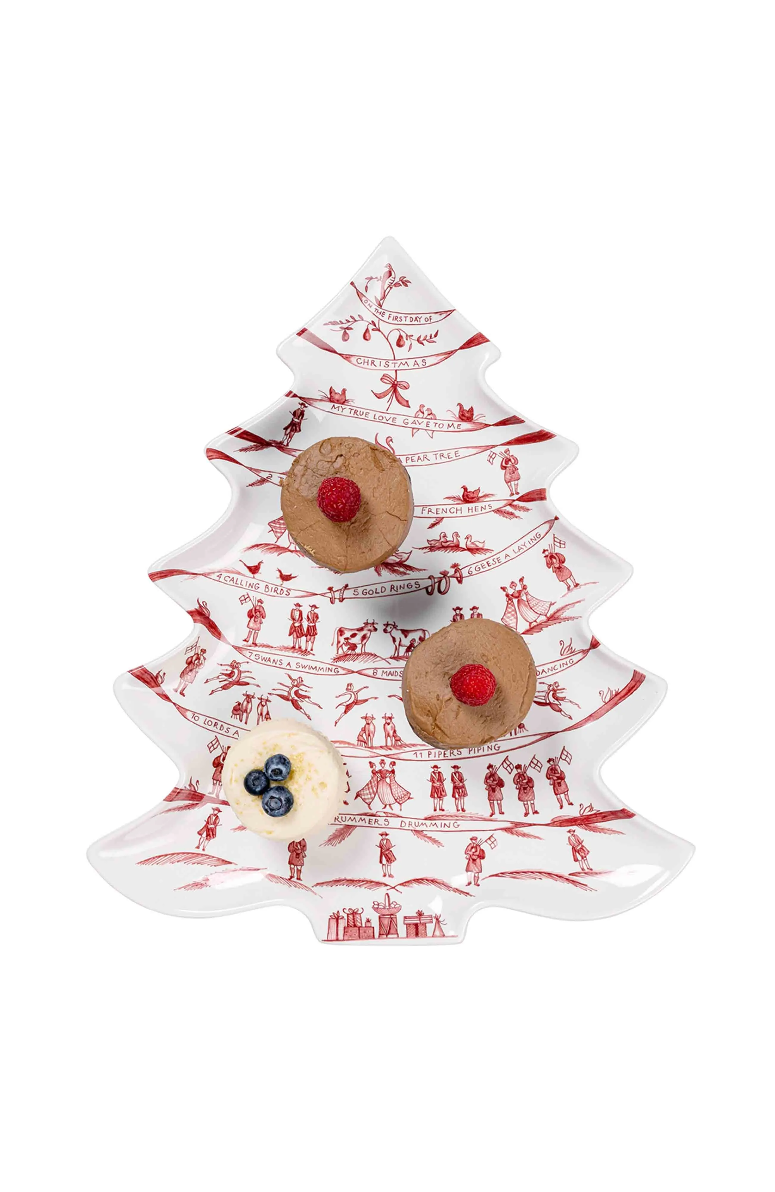 Country Estate Winter Frolic Tree Platter Ruby