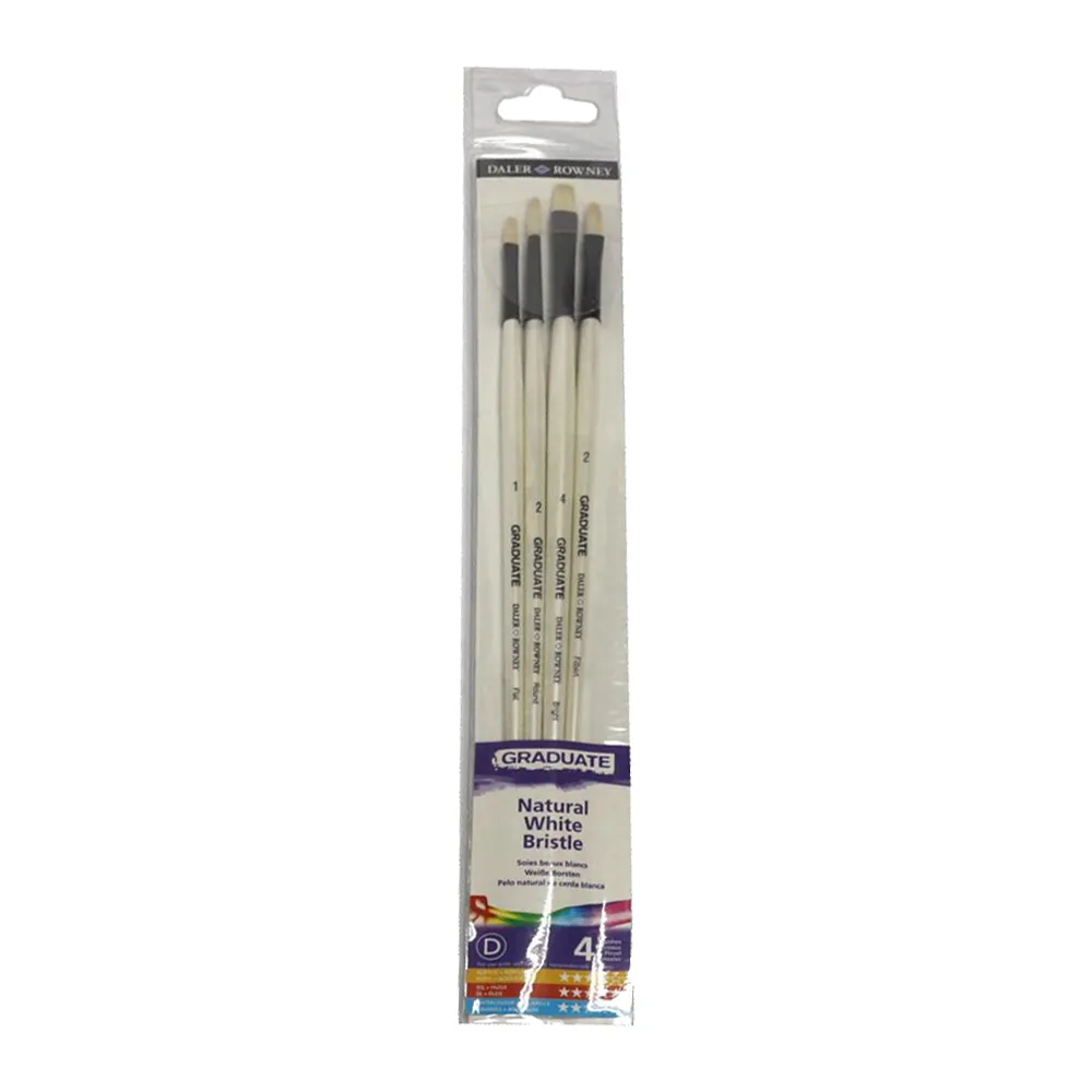 Daler Rowney Graduate Brush Wallet Long Handle Natural Bristle Bright - Bristle 4 Brush Lh Set