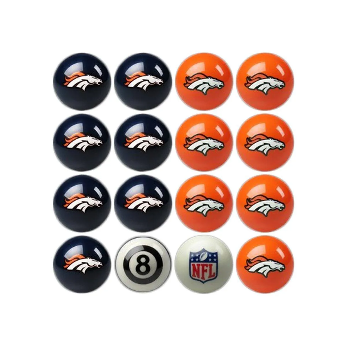 Denver Broncos Home & Away Billiard Ball Set