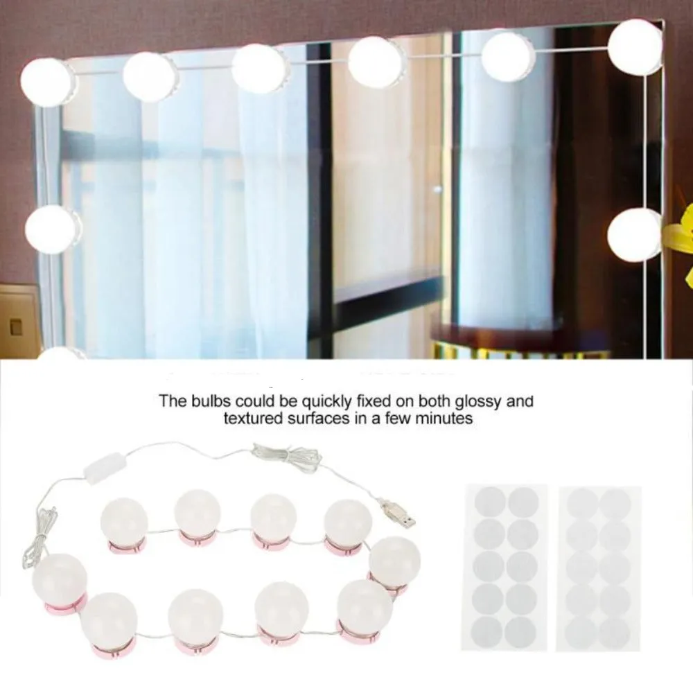 Dressing Table LED Adjustable Brightness Lights 10 Light Bulbs Set