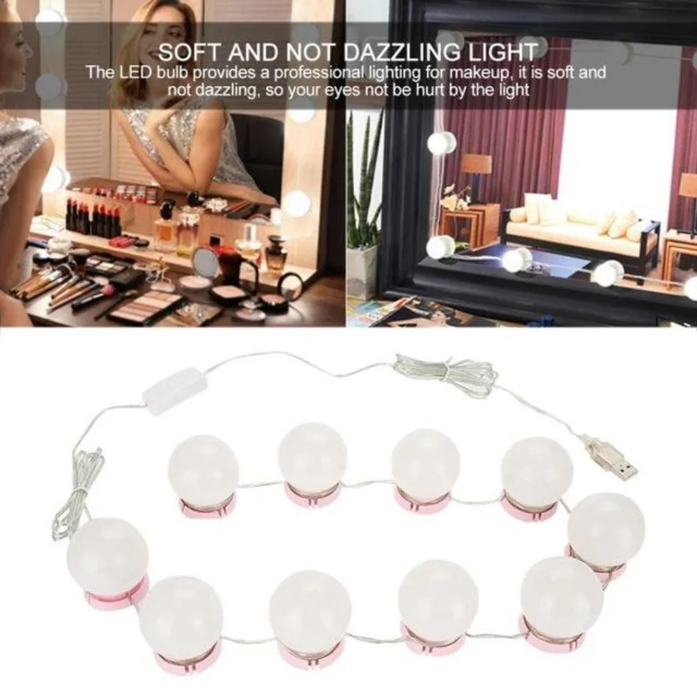 Dressing Table LED Adjustable Brightness Lights 10 Light Bulbs Set