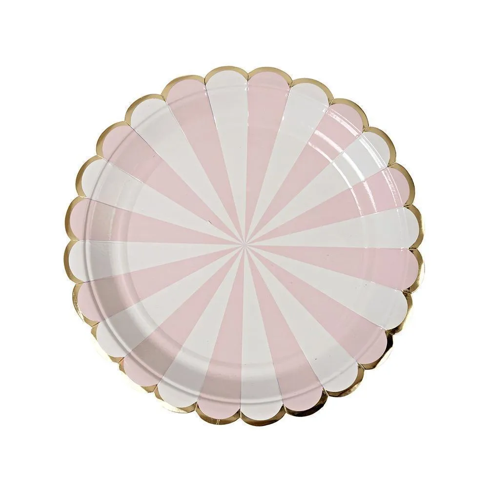 Dusty Pink Fan Stripe Side Plates 12ct