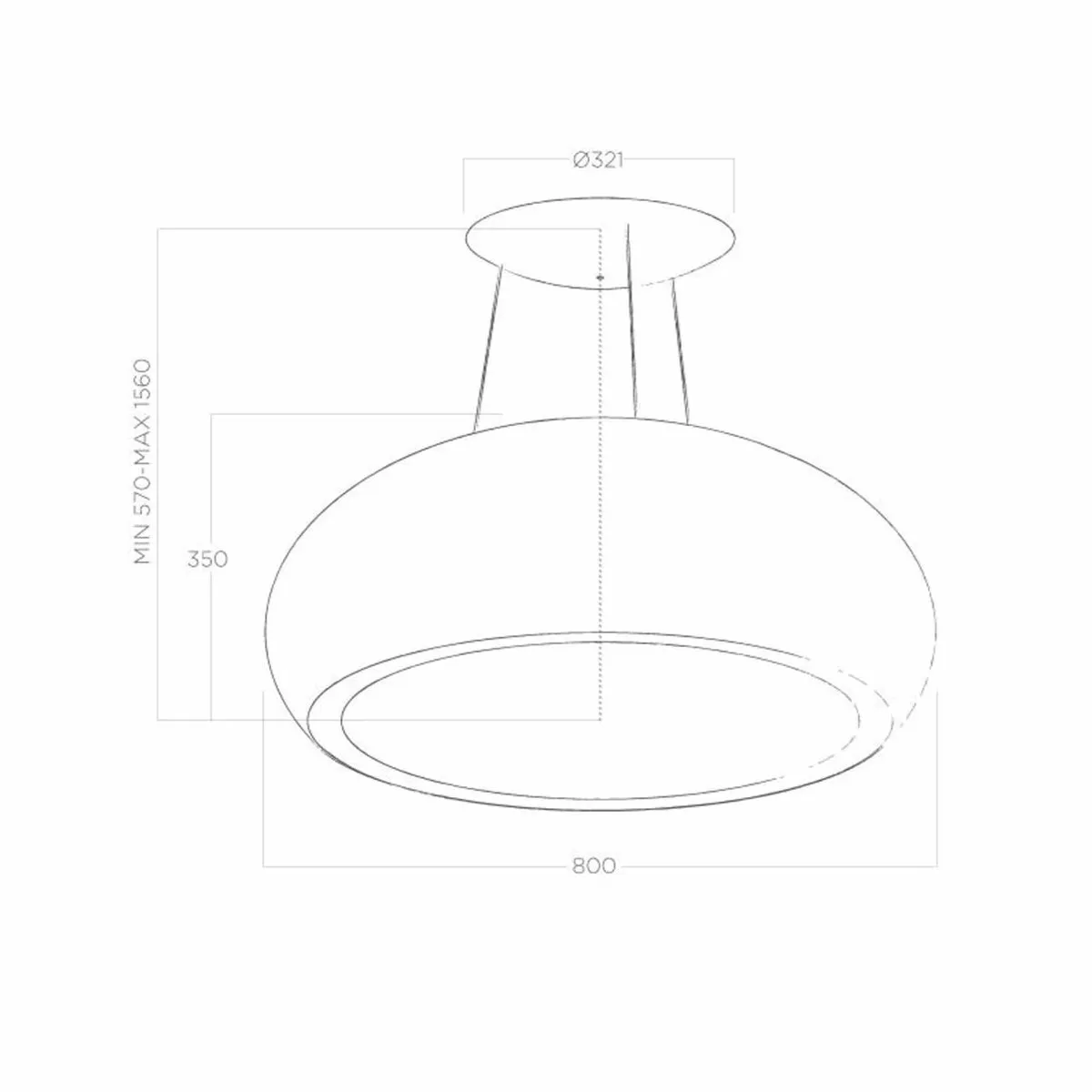 Elica Pearl 80cm Ceiling Mounted Hood Matt White Hood