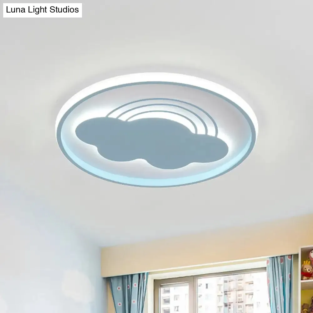 Extra Thin Iron Ceiling Lamp: Cartoon Pink/Blue LED Flush Mount Light for Kindergarten