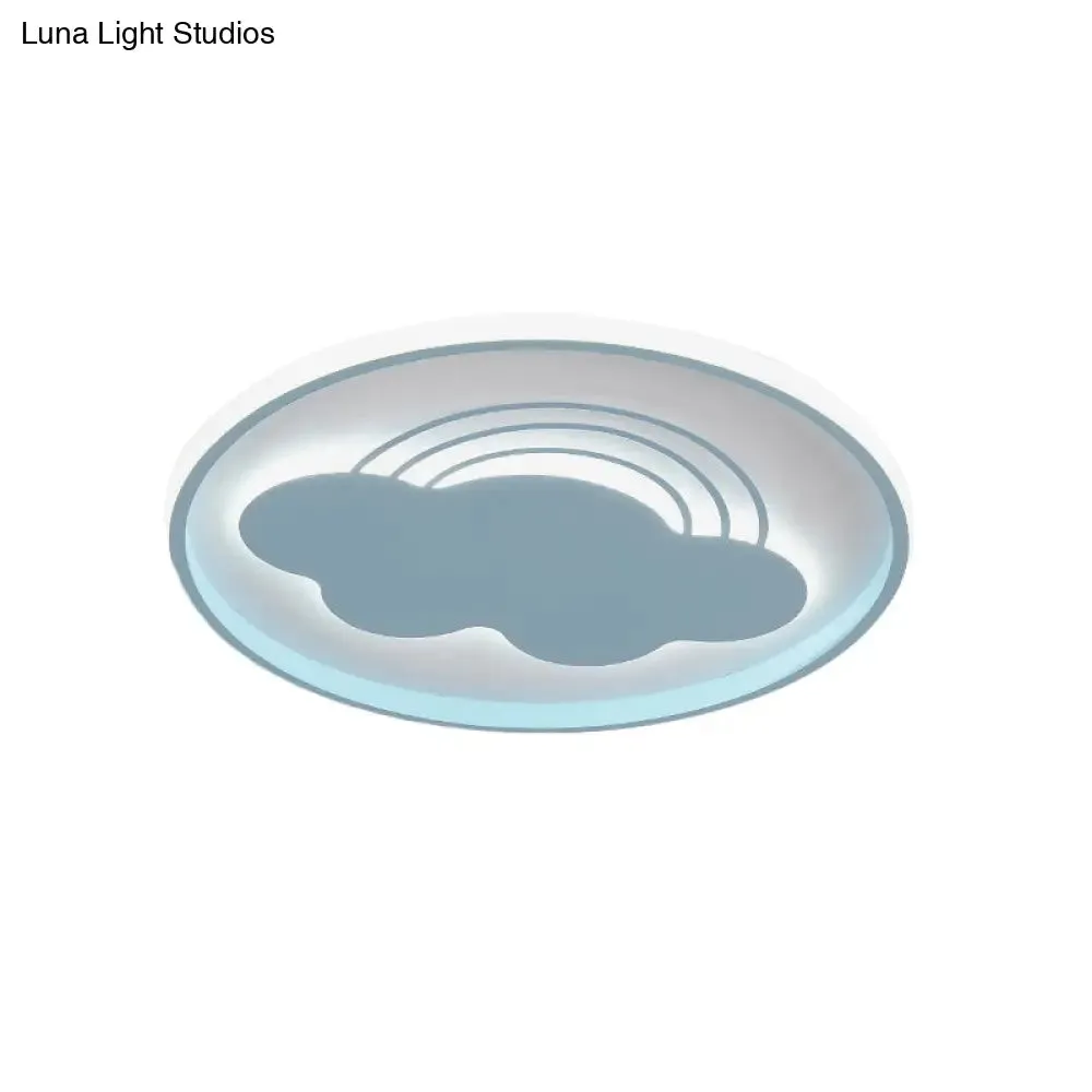 Extra Thin Iron Ceiling Lamp: Cartoon Pink/Blue LED Flush Mount Light for Kindergarten