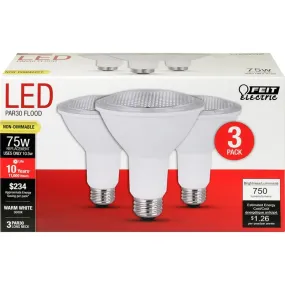 Feit LED PAR30 E26 (Medium) LED Bulb Warm White 75 Watt Equivalence 3 pk