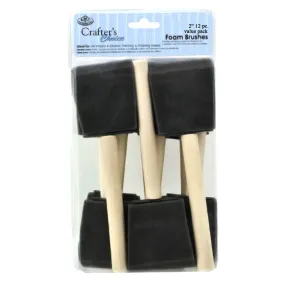 Foam Brushes Wooden Handle 2in 12pcs