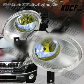 For 2007-2009 Honda CR-V CRV Chrome Housing JDM Yellow Lens Fog Driving Lights