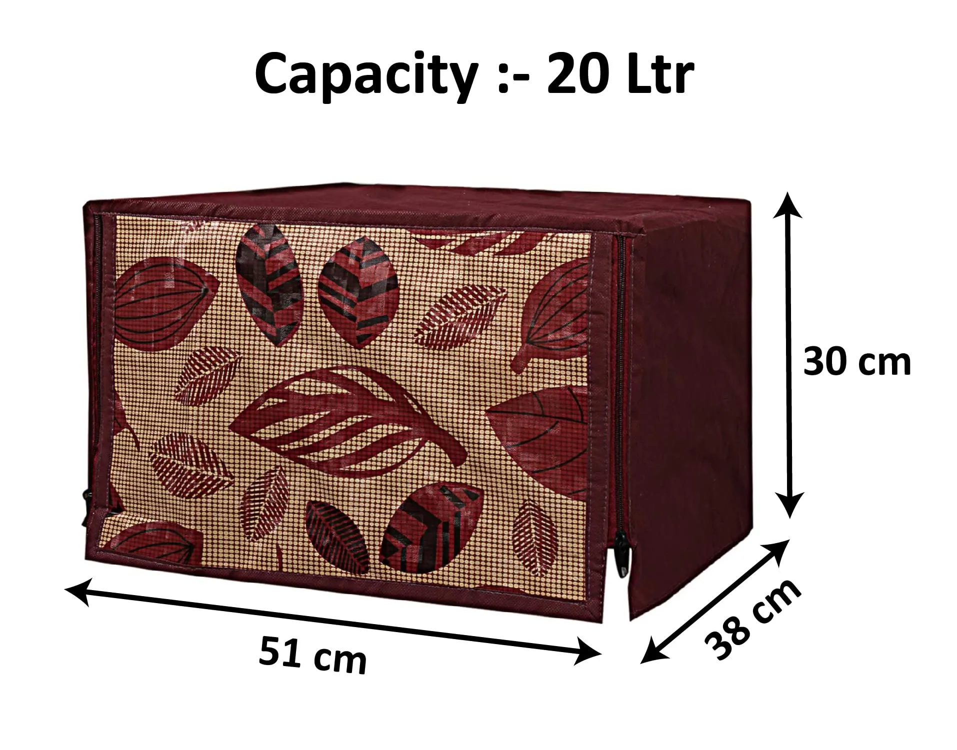 Heart Home PVC Leaf Printed Microwave Oven Cover,20 LTR. (Brown)-HS43HEARTH25961