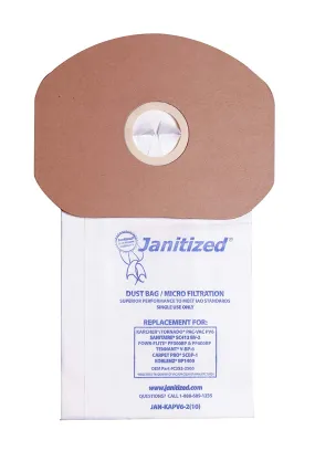 Janitized JAN-KAPV6-2(10) Paper Commercial Vacuum Bag for Sanitaire, Tornado Pac-Vac, Koblenz, Tennant, Powr-Flite ( Case )