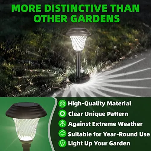 Jkoeier Solar Outdoor Lights, IP65 Waterproof Solar Pathway Lights,12 Hrs Long-Lasting Landscape Lighting Solar Garden Lights