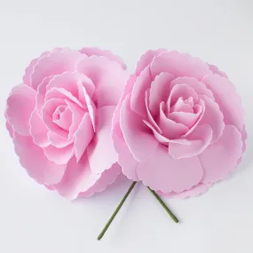 Large 12" Pink Tea Rose Foam Flower Backdrop Wall Decor, 3D Premade (2-PACK)  for Weddings, Photo Shoots, Birthday Parties and more