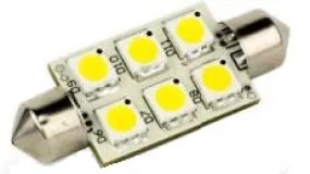 LED Bulb, Festoon, 37mm, 6 LED, 10-30Vdc Replacement Bulbs