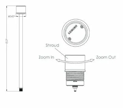 Lumien Brass Path Light Module with 18" Riser, 4W, 230 Lumens, 3000K, Adjustable Beam Spread, Antique Finish - w/  LAP-002