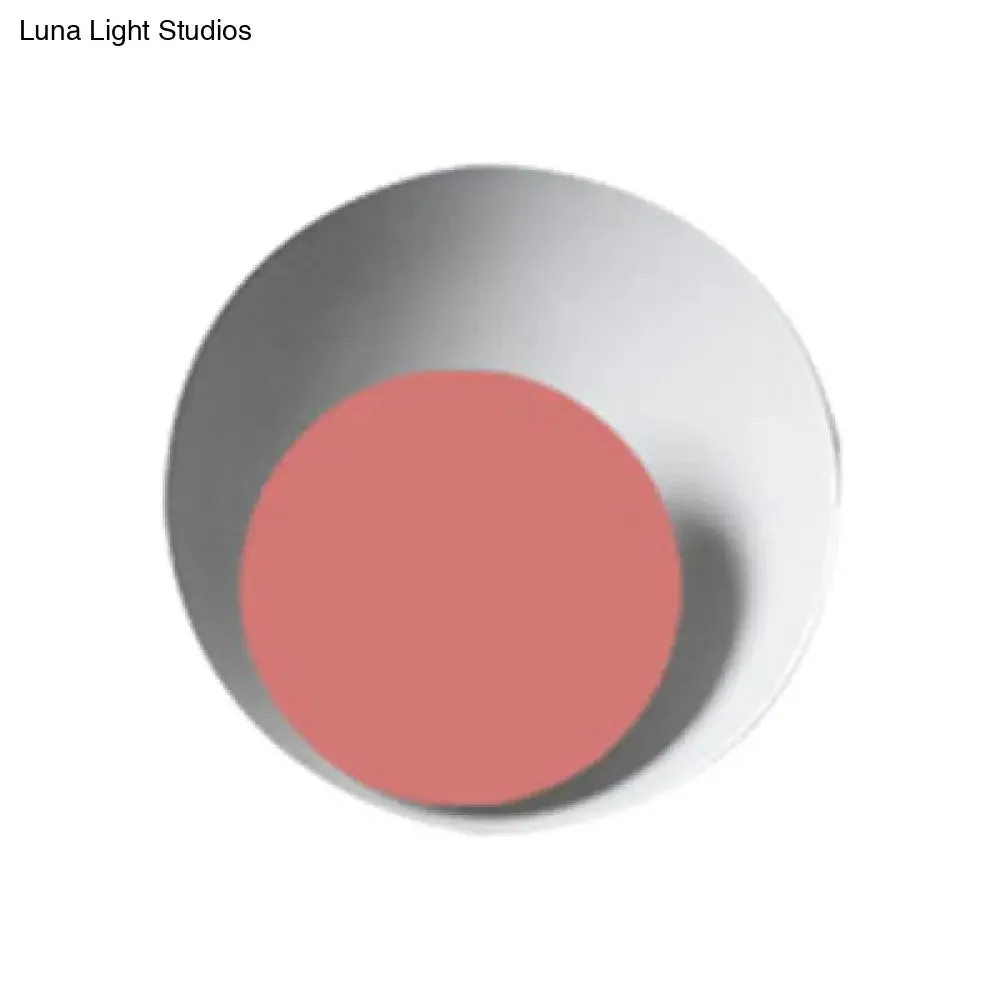 Macaron LED Circle Sconce Light in Black/Grey/Pink - Wall Mount Fixture (10"/13" Dia)