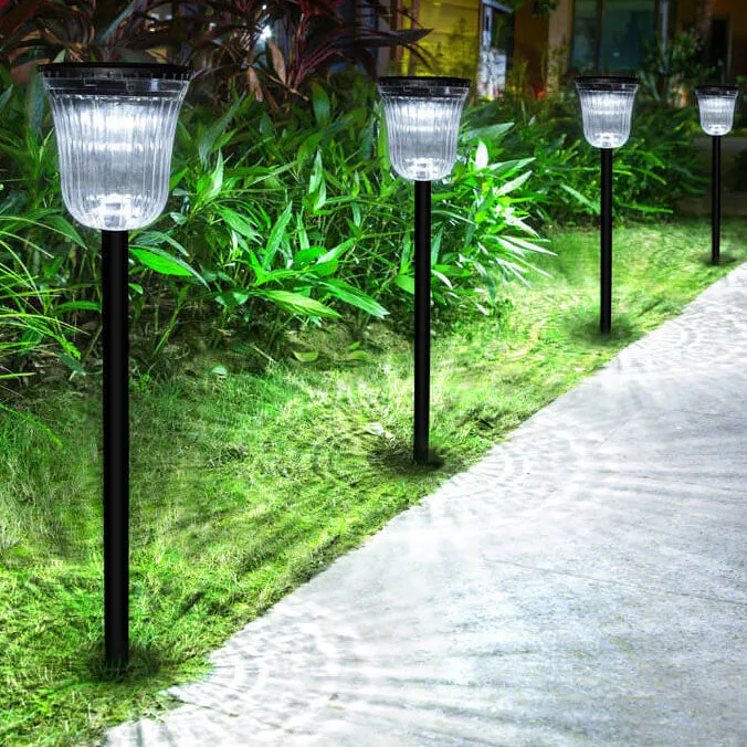 Modern Black Transparent Solar Outdoor Waterproof Garden Ground Insert LED Lawn Lamp