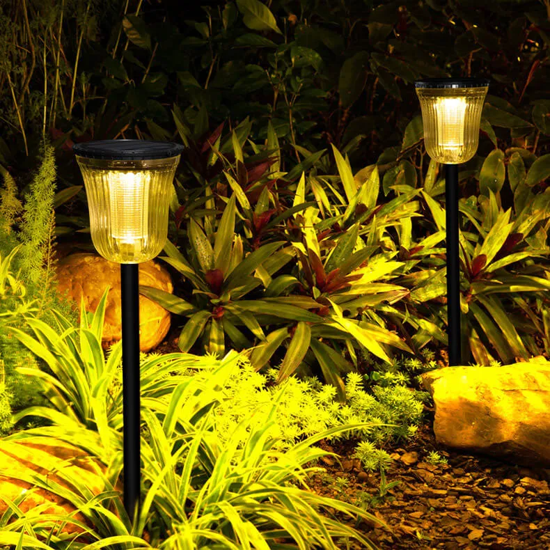 Modern Black Transparent Solar Outdoor Waterproof Garden Ground Insert LED Lawn Lamp