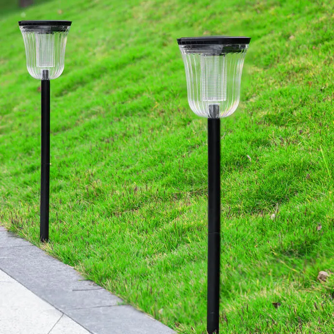 Modern Black Transparent Solar Outdoor Waterproof Garden Ground Insert LED Lawn Lamp