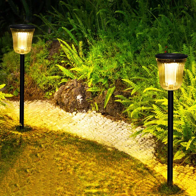 Modern Black Transparent Solar Outdoor Waterproof Garden Ground Insert LED Lawn Lamp