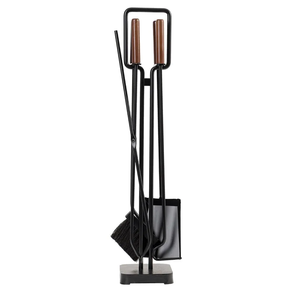 Modern Ember Levi 5 Piece Fireplace Tool Set in Black