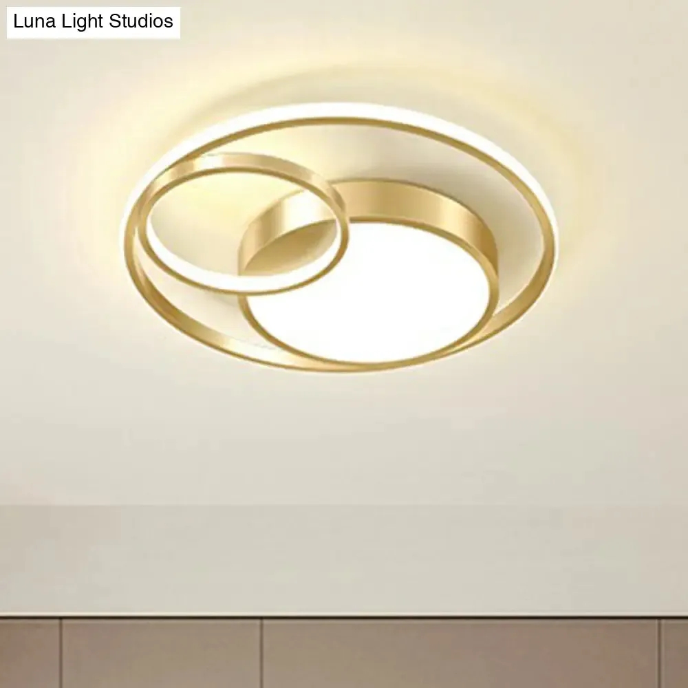 Modern Flushmount LED Ceiling Light Fixture | Stylish Ring Design for Bedrooms | Metal Flush Mount Lighting