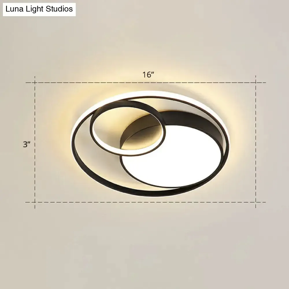 Modern Flushmount LED Ceiling Light Fixture | Stylish Ring Design for Bedrooms | Metal Flush Mount Lighting