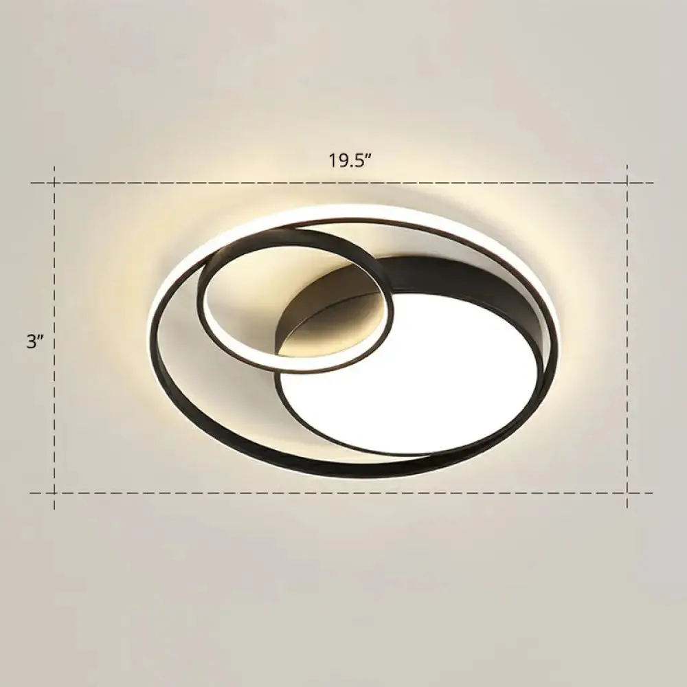 Modern Flushmount LED Ceiling Light Fixture | Stylish Ring Design for Bedrooms | Metal Flush Mount Lighting