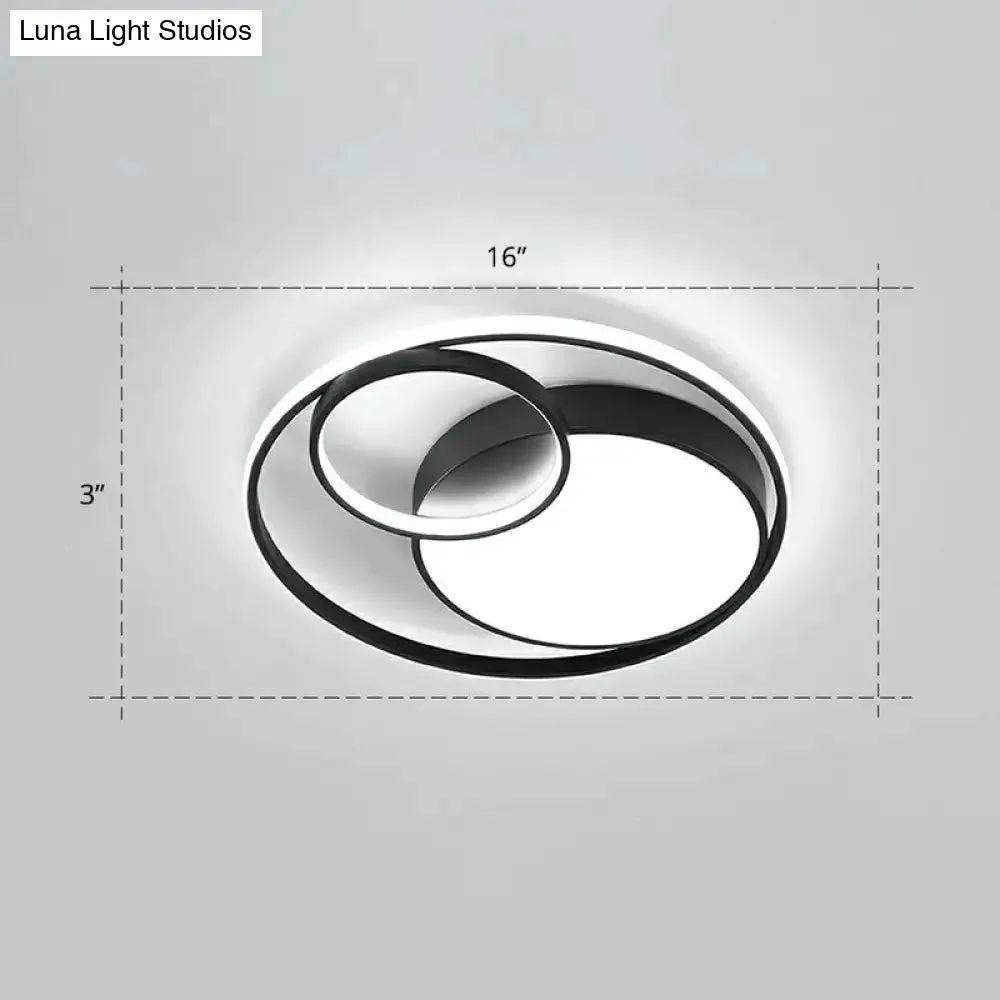 Modern Flushmount LED Ceiling Light Fixture | Stylish Ring Design for Bedrooms | Metal Flush Mount Lighting