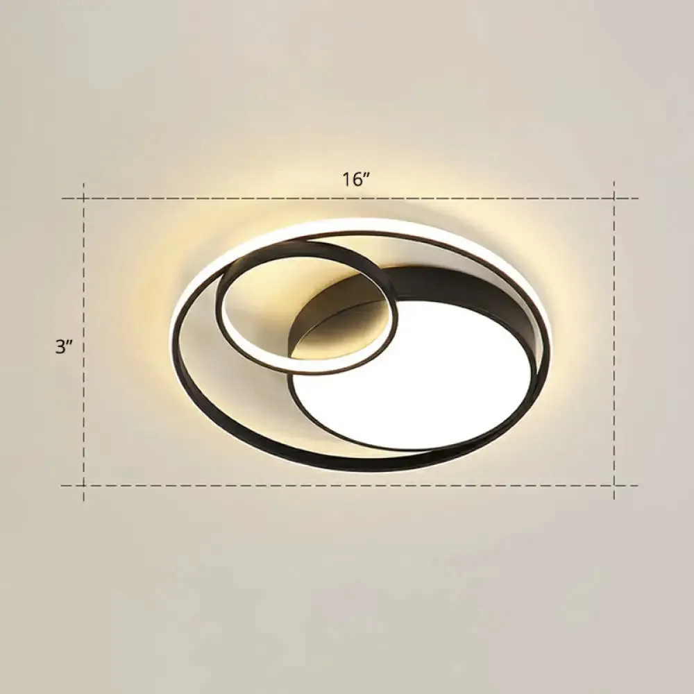 Modern Flushmount LED Ceiling Light Fixture | Stylish Ring Design for Bedrooms | Metal Flush Mount Lighting