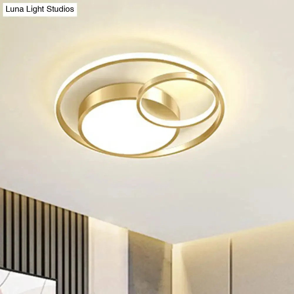 Modern Flushmount LED Ceiling Light Fixture | Stylish Ring Design for Bedrooms | Metal Flush Mount Lighting